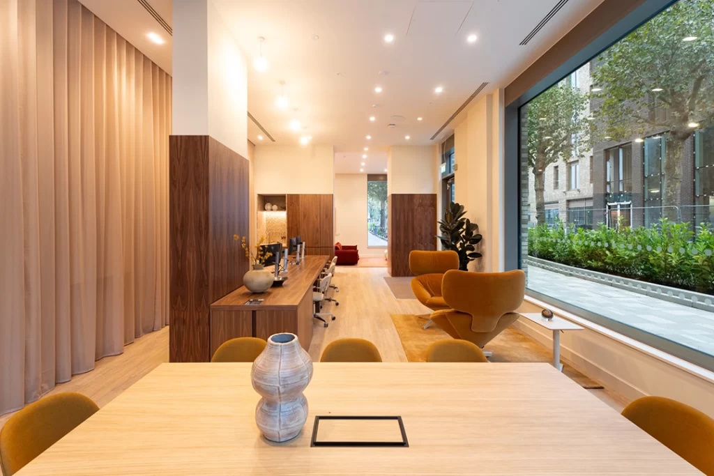 co-working space in modern build to rent development