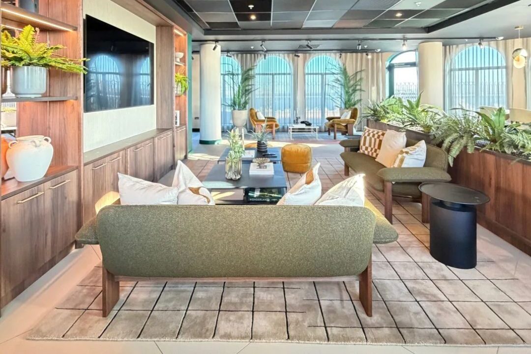 The lounge at The Rex co-living development