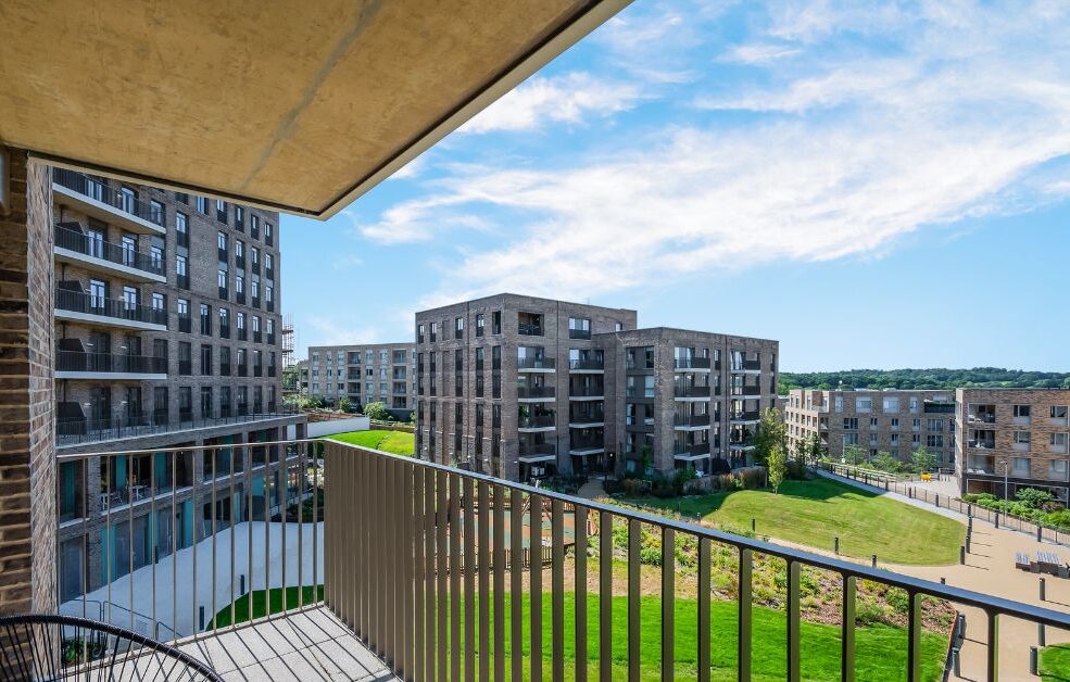Private balcony at Wolff House overlooking landscaped gardens and Ridgeway Views