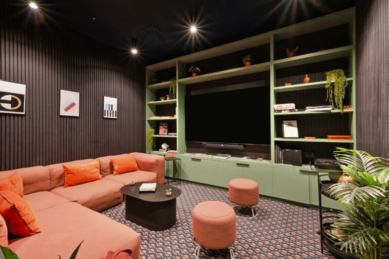 Private cinema and entertainment room at UNCLE Colindale build to rent apartments