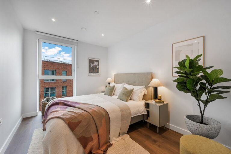 Furnished double bedroom at UNCLE Deptford build to rent apartments