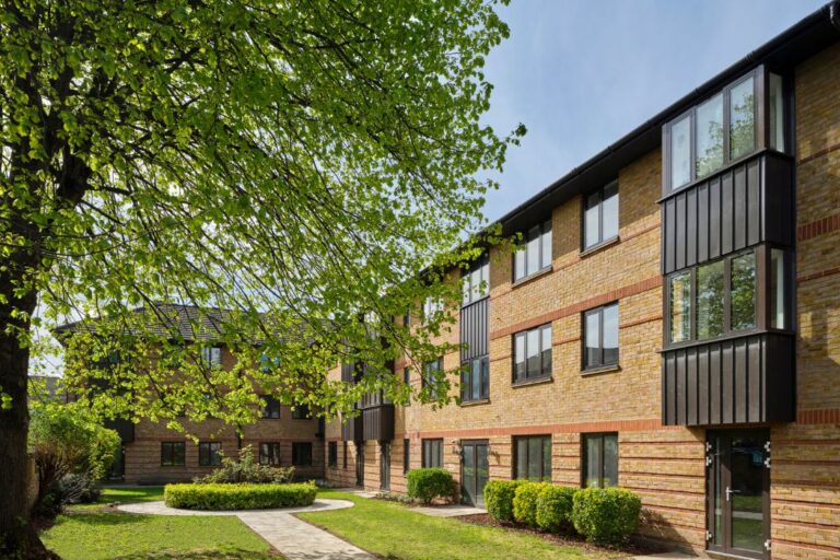 Kendon House on Bryant Street in Stratford showing landscaped grounds and low-rise brick architecture