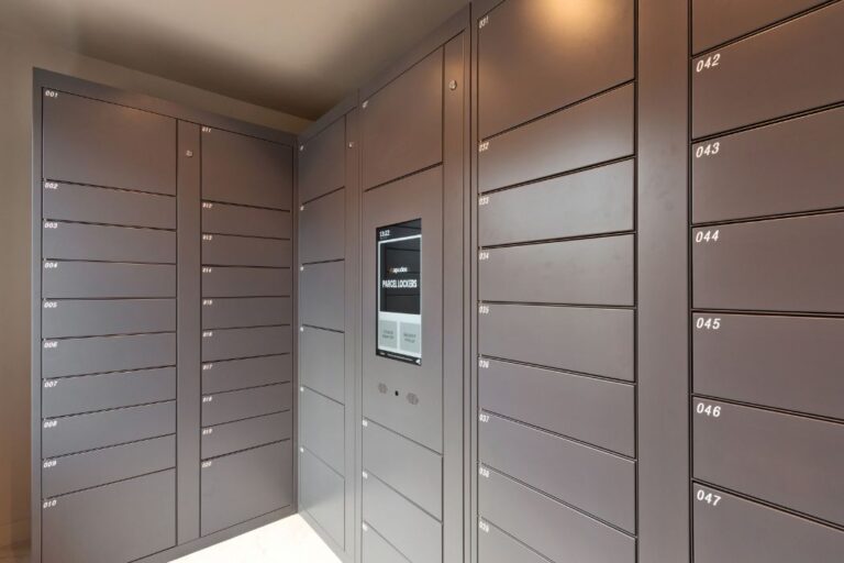 Secure parcel locker room at Kendon House with smart delivery system for residents in Stratford