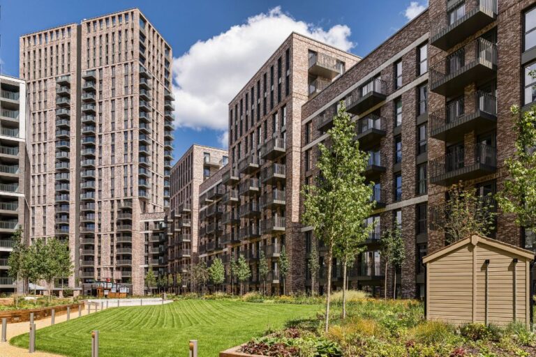 Landscaped courtyard and buildings at Repton Gardens Wembley Park