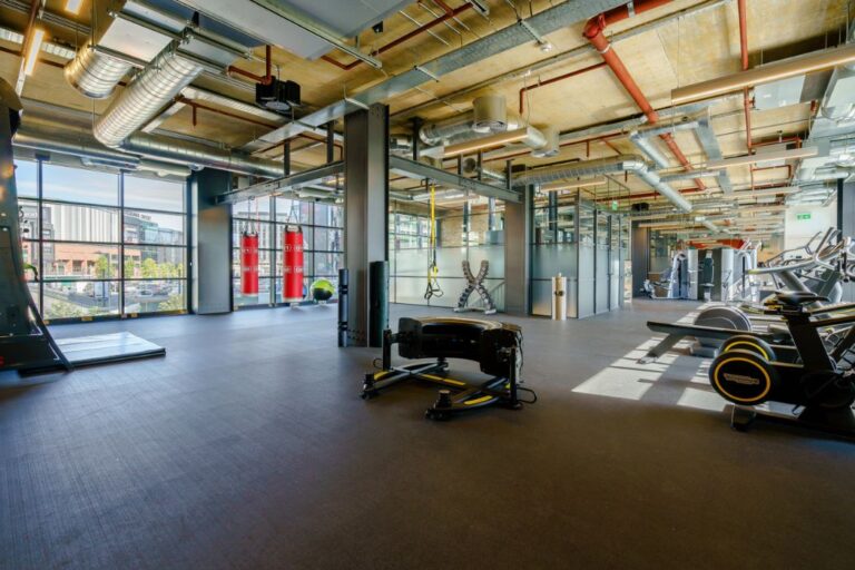 resident gym with equipment and industrial design at Ferrum Wembley