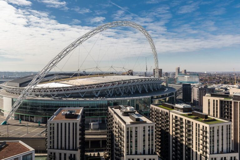 view of Wembley Stadium from Canada Gardens apartment