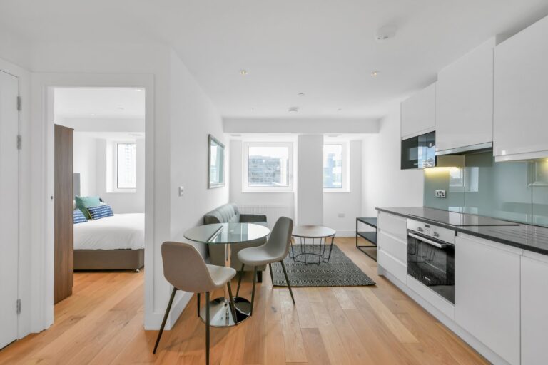 Furnished one bedroom apartment at The Residences Croydon with kitchen and living space