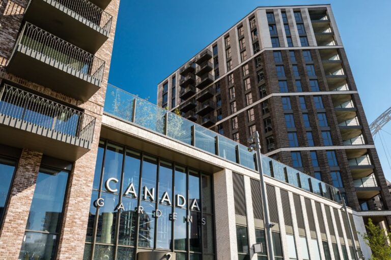modern brick apartment buildings at Canada Gardens Wembley