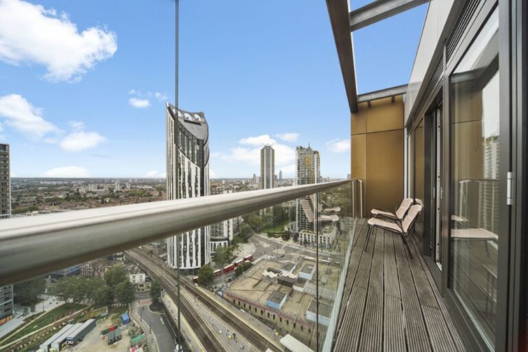 Balcony view across Elephant & Castle regeneration and surrounding towers