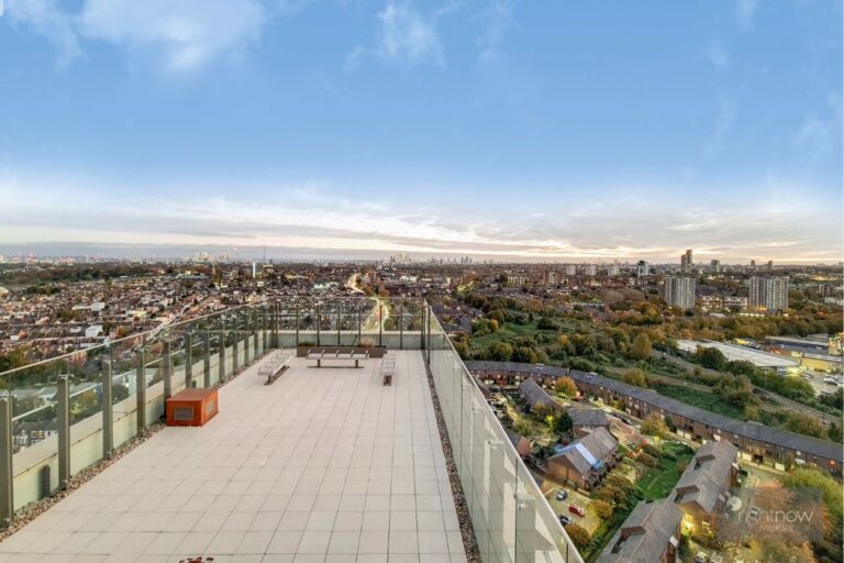 Apex Gardens roof terrace with skyline views across London