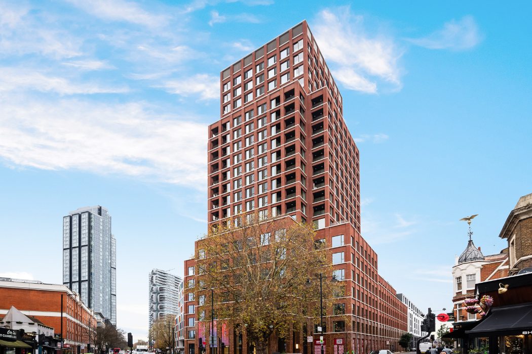 Exterior view of The Arc residential tower on City Road near Old Street Station