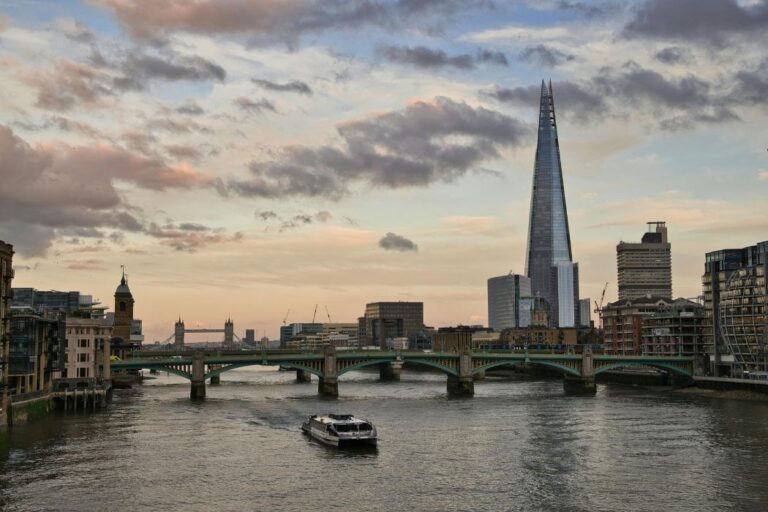 Views over the River Thames towards the Shard and London Bridge