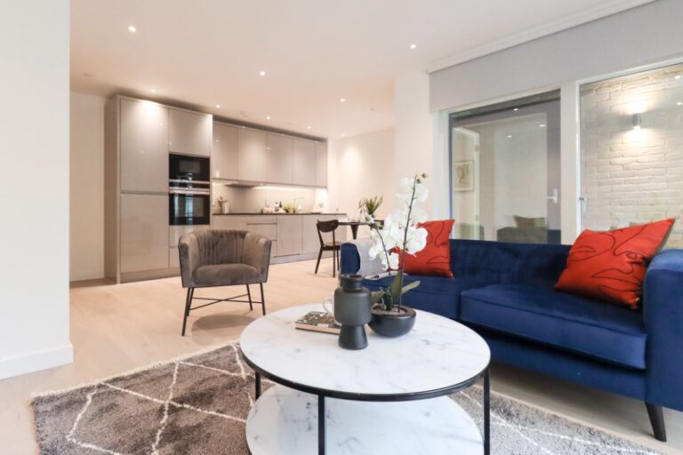 Open-plan living and kitchen space at Florence House Colindale