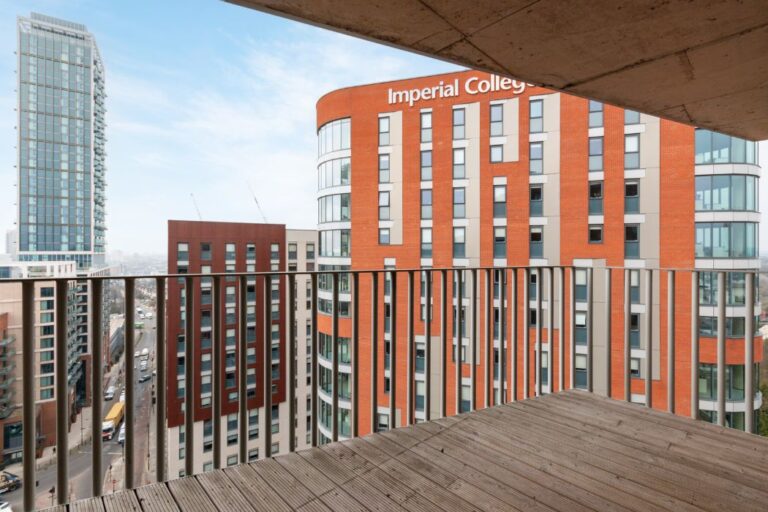 Private balcony views across North Acton from Rehearsal Rooms apartment