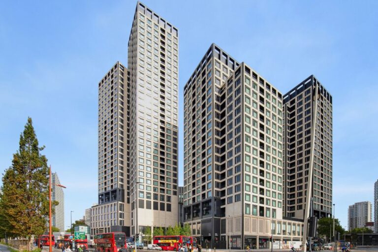 Exterior of Elephant Quarter residential buildings in Elephant & Castle