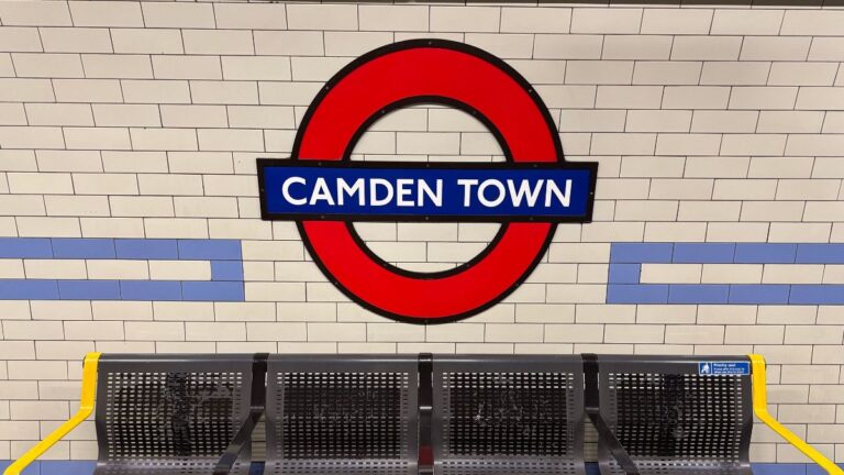 Camden Town Underground station sign on the Northern line