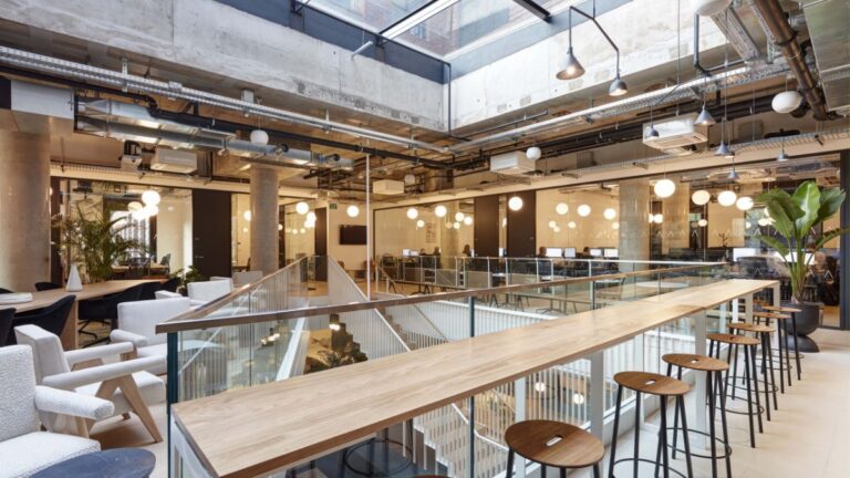 Interior of LABS Dockray Place flexible workspace at Hawley Wharf in Camden